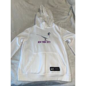 Nike Girl’s New York City Pigeon Swoosh Hoodie Sweatshirt White Size Medium